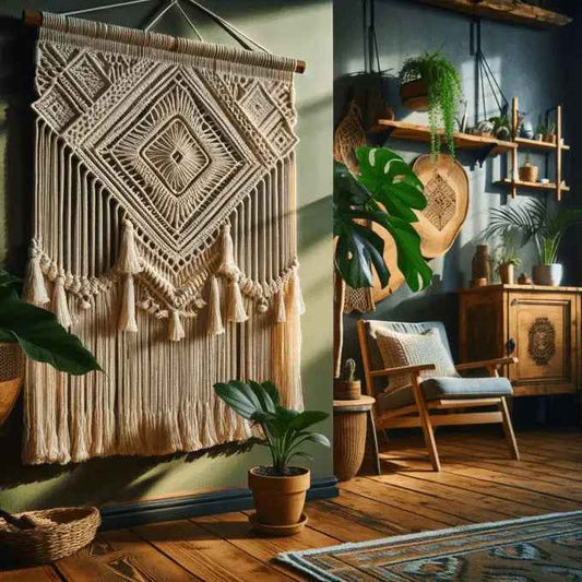 Macrame - solmuja - Lahja ja Sisustus Juuttisäkki