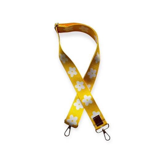 Laukun Olkahihna - Keltavalkokukka - Lahja ja Sisustus Juuttisäkki