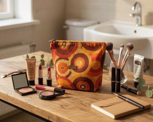 Meikkilaukku Retro Vibes - Lahja ja Sisustus Juuttisäkki