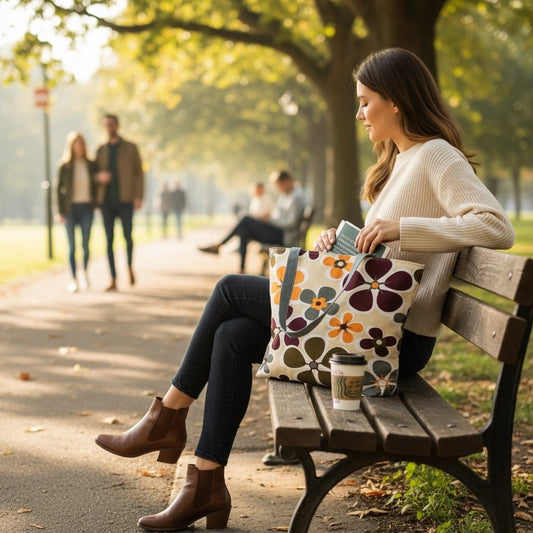 Olkalaukku Kukka - Lahja ja Sisustus Juuttisäkki