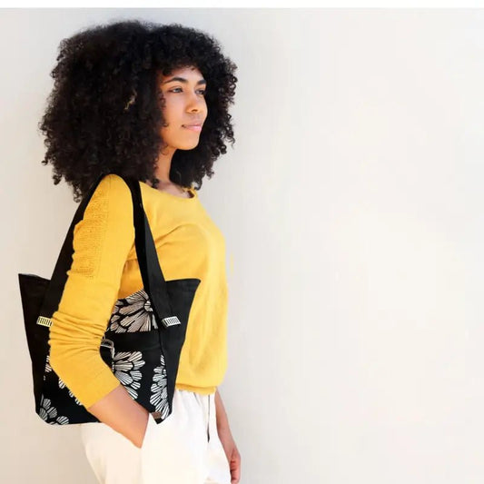 Olkalaukku Mustakukka - Lahja ja Sisustus Juuttisäkki