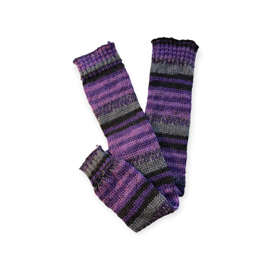 Pitkät säärystimet Liilaraita - Lahja ja Sisustus Juuttisäkki -