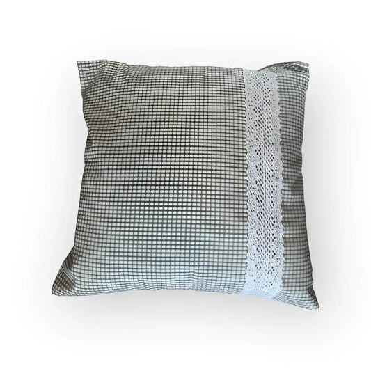 Tyynynpäällinen Harmaaruutu - Lahja ja Sisustus Juuttisäkki
