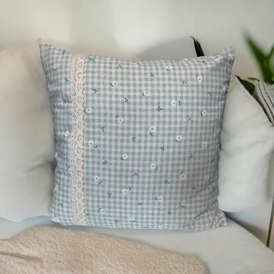 Tyynynpäällinen Vihreä kukka - Lahja ja Sisustus Juuttisäkki