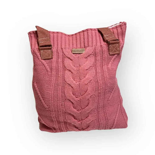 Vaaleanpunainen neulekassi - Lahja ja Sisustus Juuttisäkki