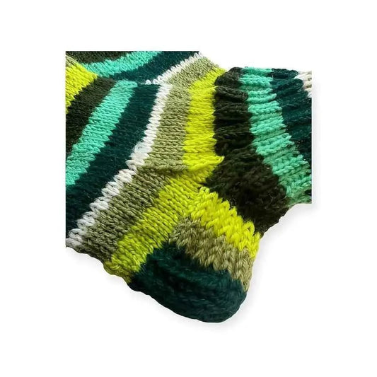 Villasukat Viher - raita - Lahja ja Sisustus Juuttisäkki