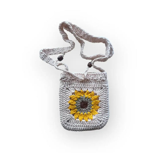Virkattu pikkukassi Aurinko - Lahja ja Sisustus Juuttisäkki