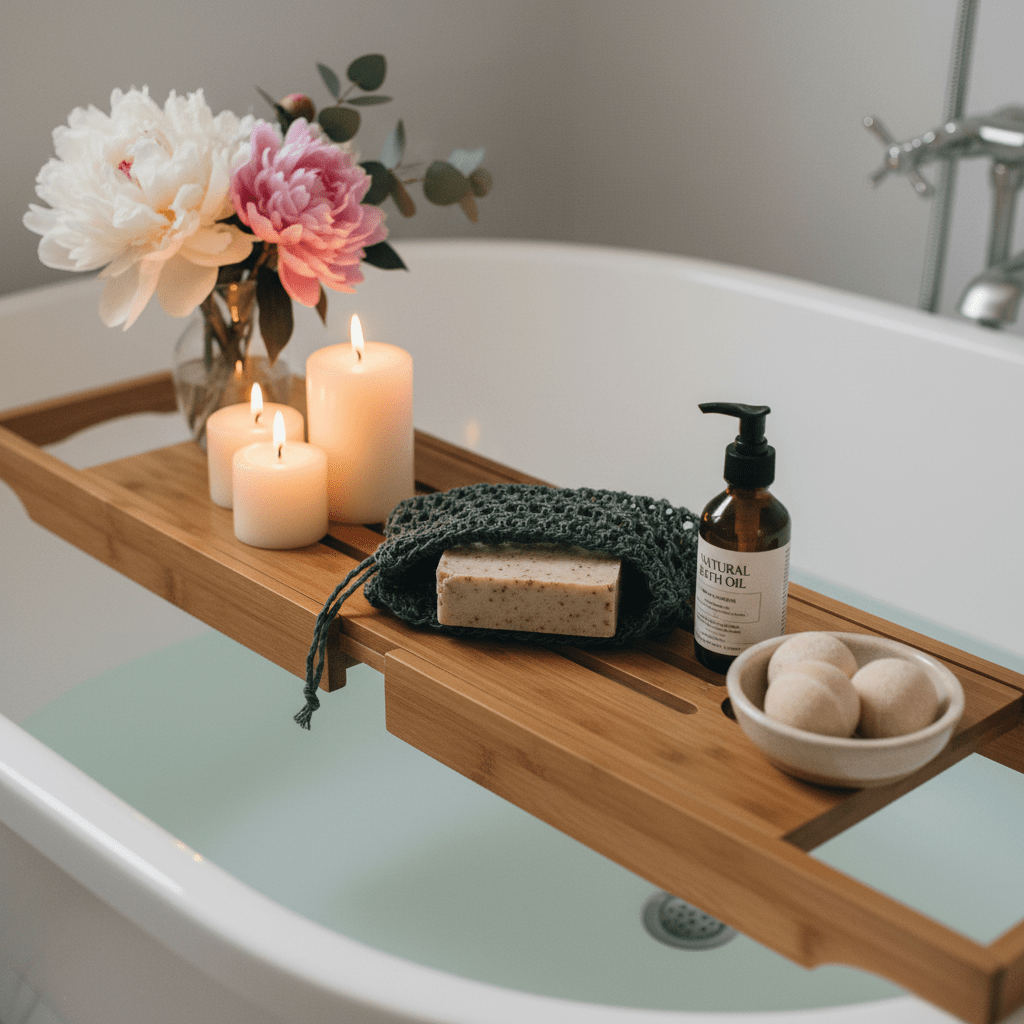 Saippuapussi kylpyammeen reunalla