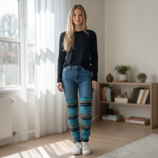Pitkät säärystimet Siniraita