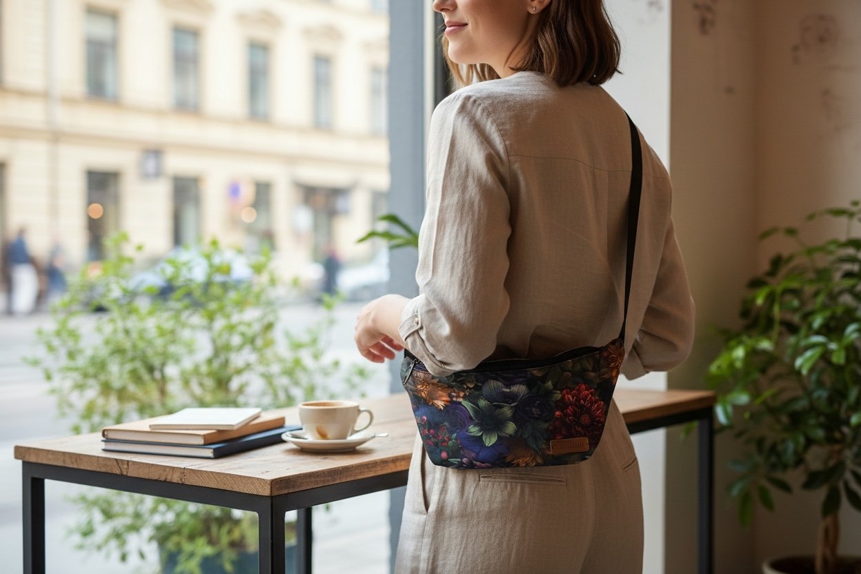 Crossbody kassi Kukka - Lahja ja Sisustus Juuttisäkki