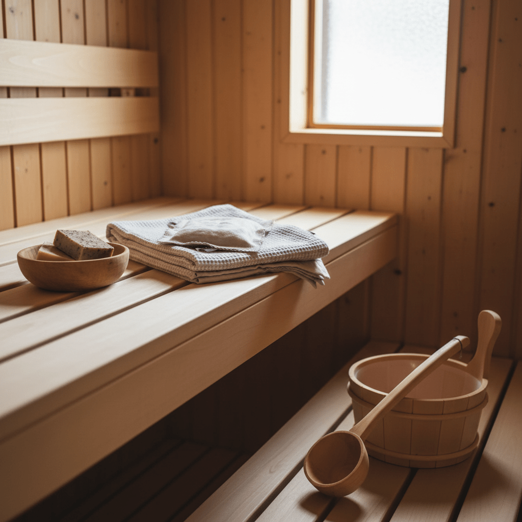 Lahjasetti valoisassa saunassa