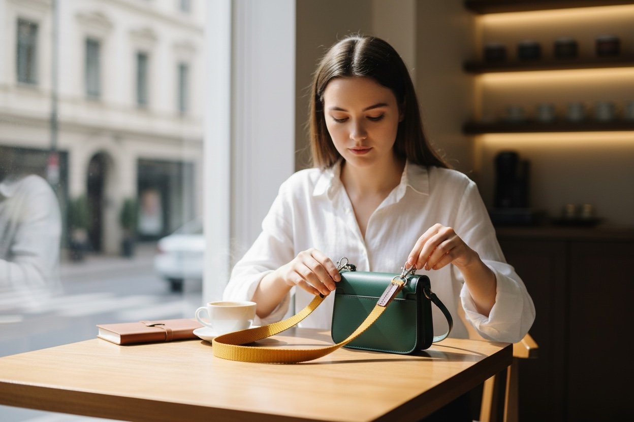Laukun Olkahihna - Kapea keltainen - Lahja ja Sisustus Juuttisäkki