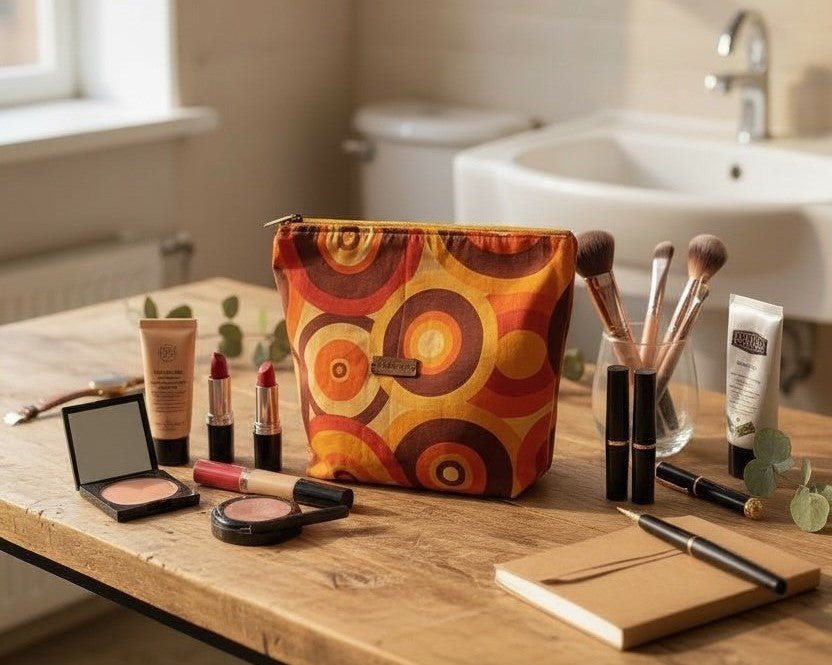 Meikkilaukku Retro Vibes - Lahja ja Sisustus Juuttisäkki