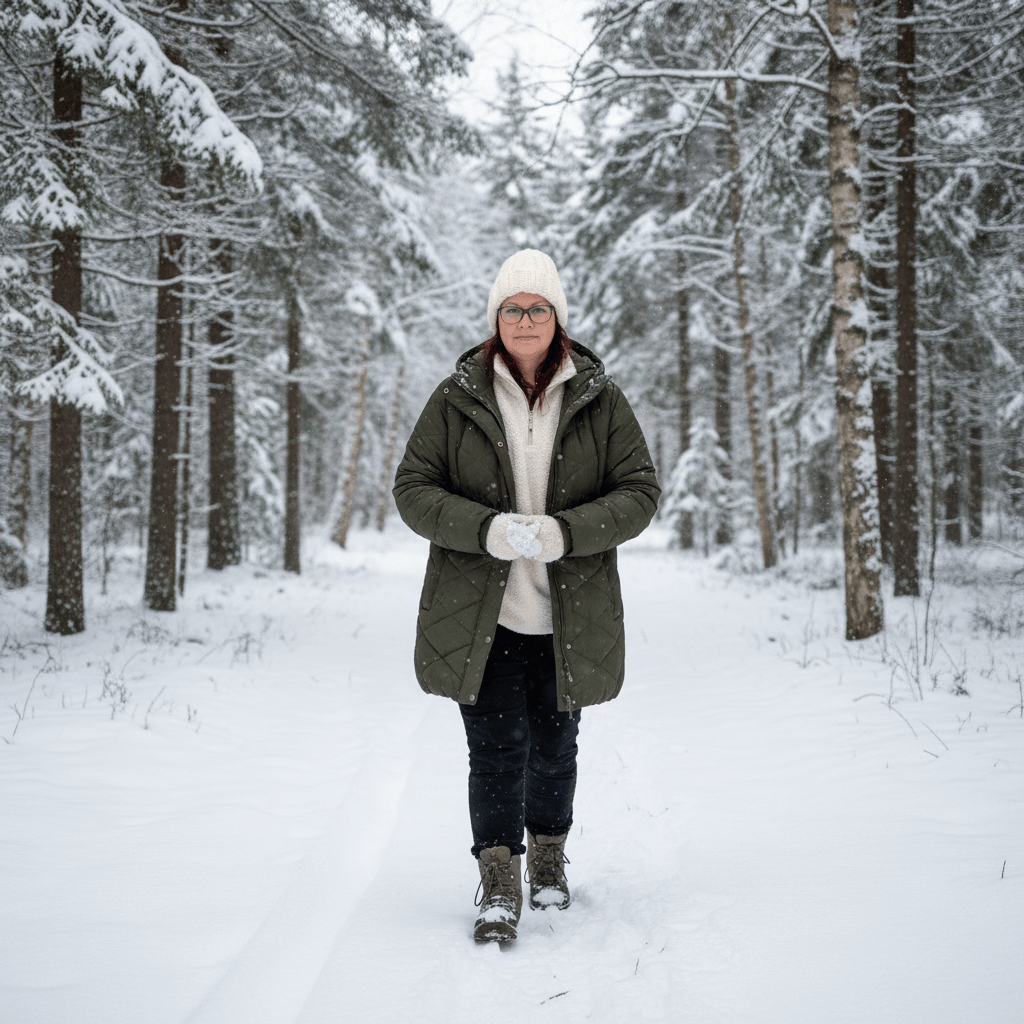 Muhkupipo lumisessa metsässä