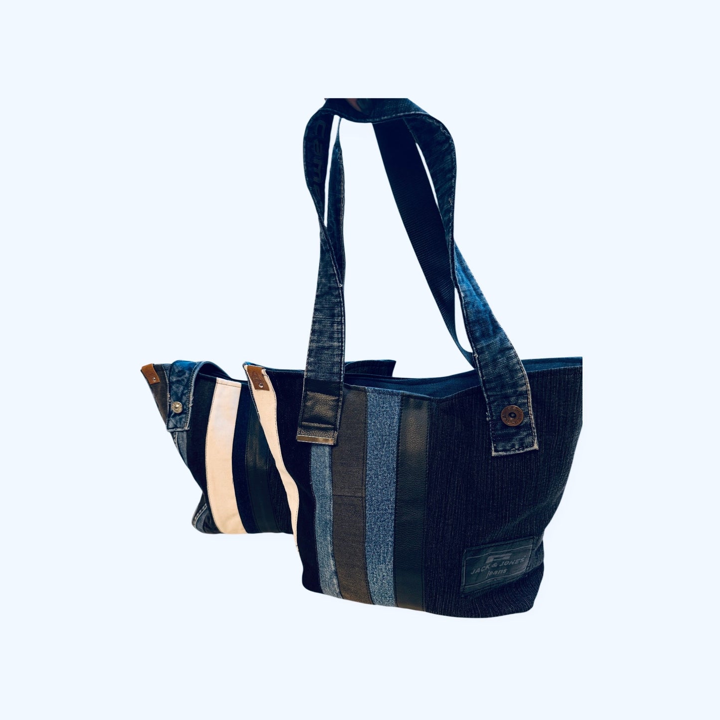 Olkalaukku Farkkuraita - Lahja ja Sisustus Juuttisäkki