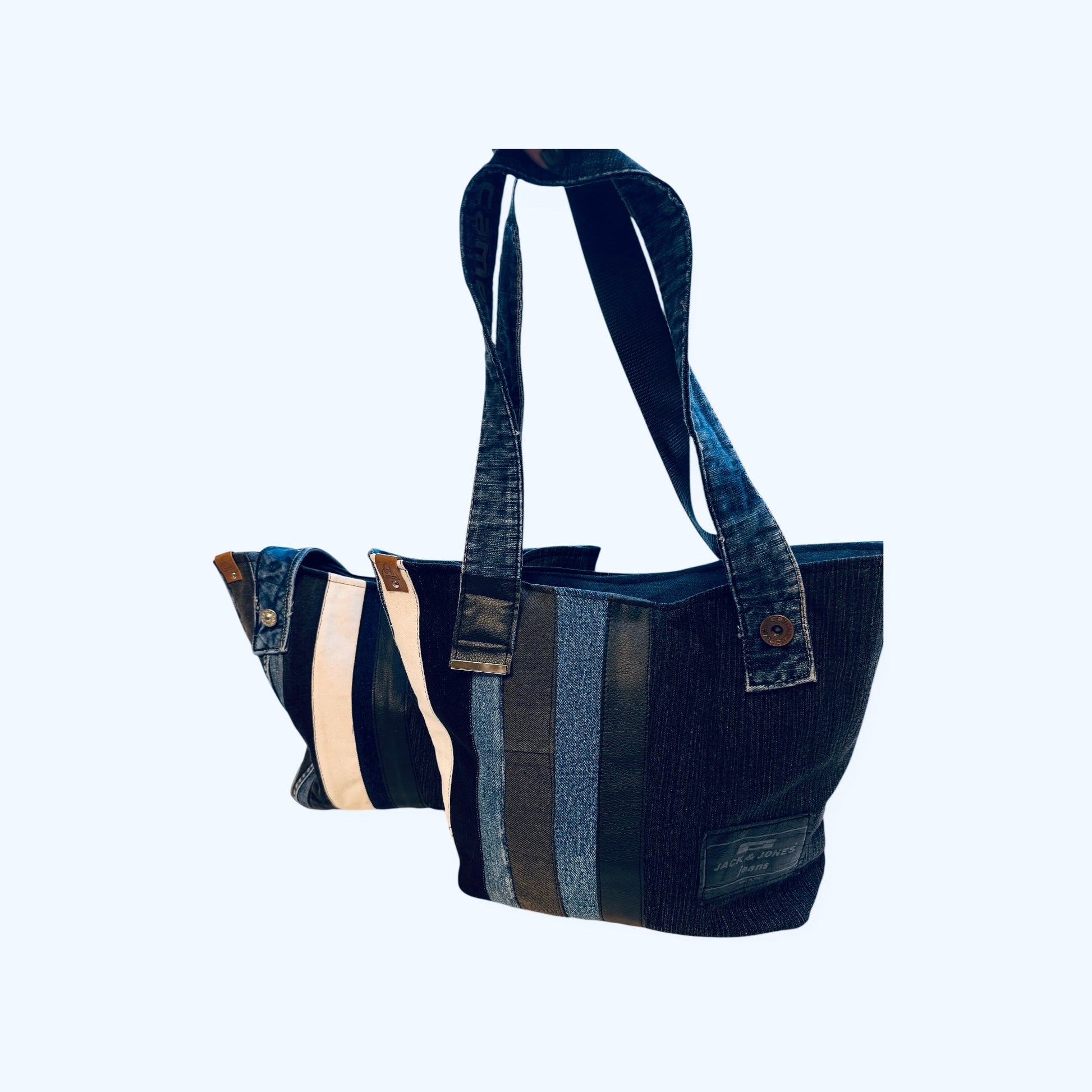 Olkalaukku Farkkuraita - Lahja ja Sisustus Juuttisäkki