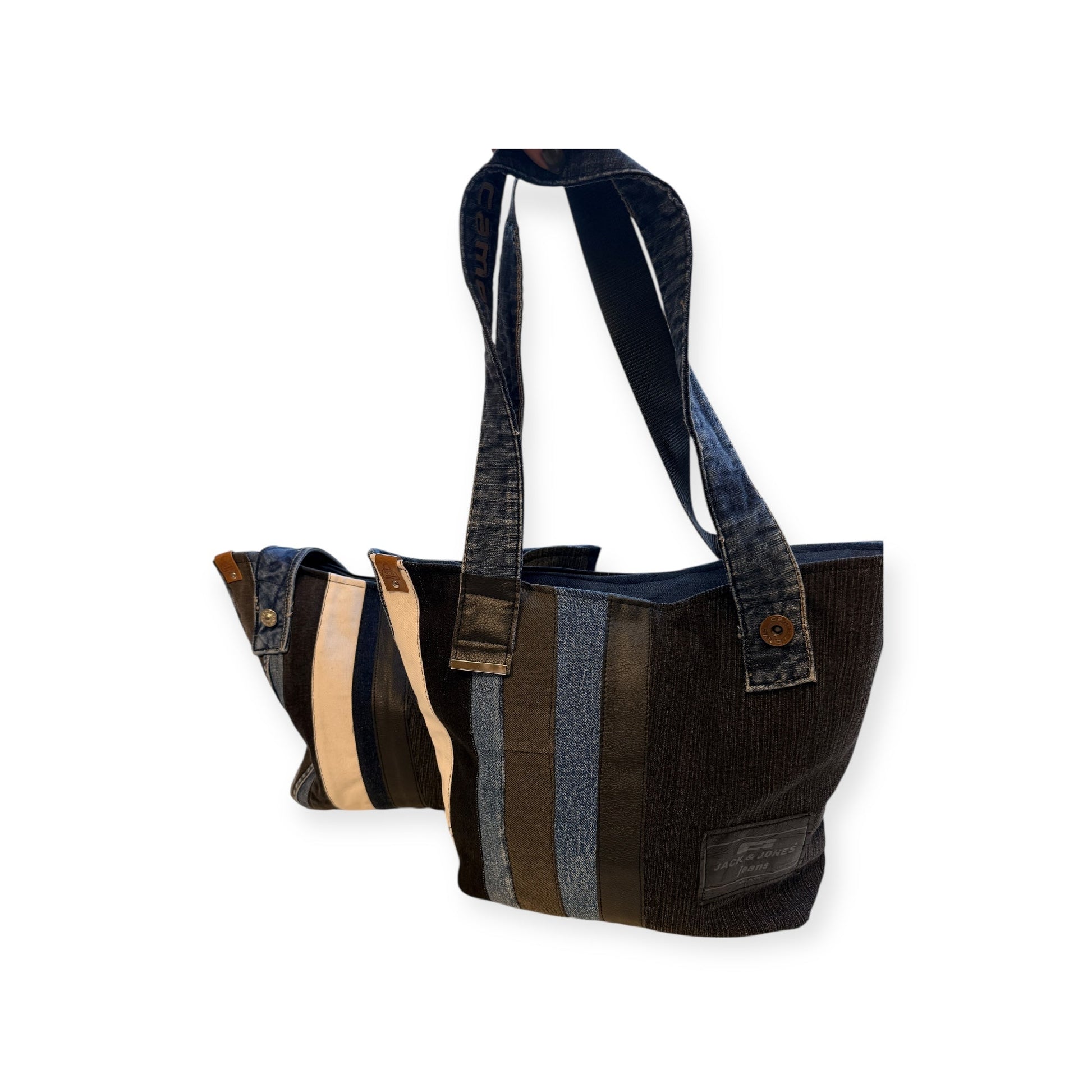 Olkalaukku Farkkuraita - Lahja ja Sisustus Juuttisäkki