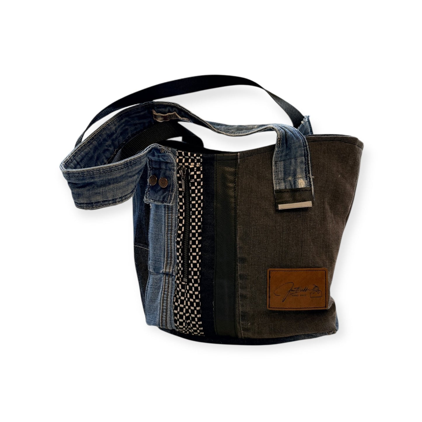 Olkalaukku Farkkuraita - Lahja ja Sisustus Juuttisäkki