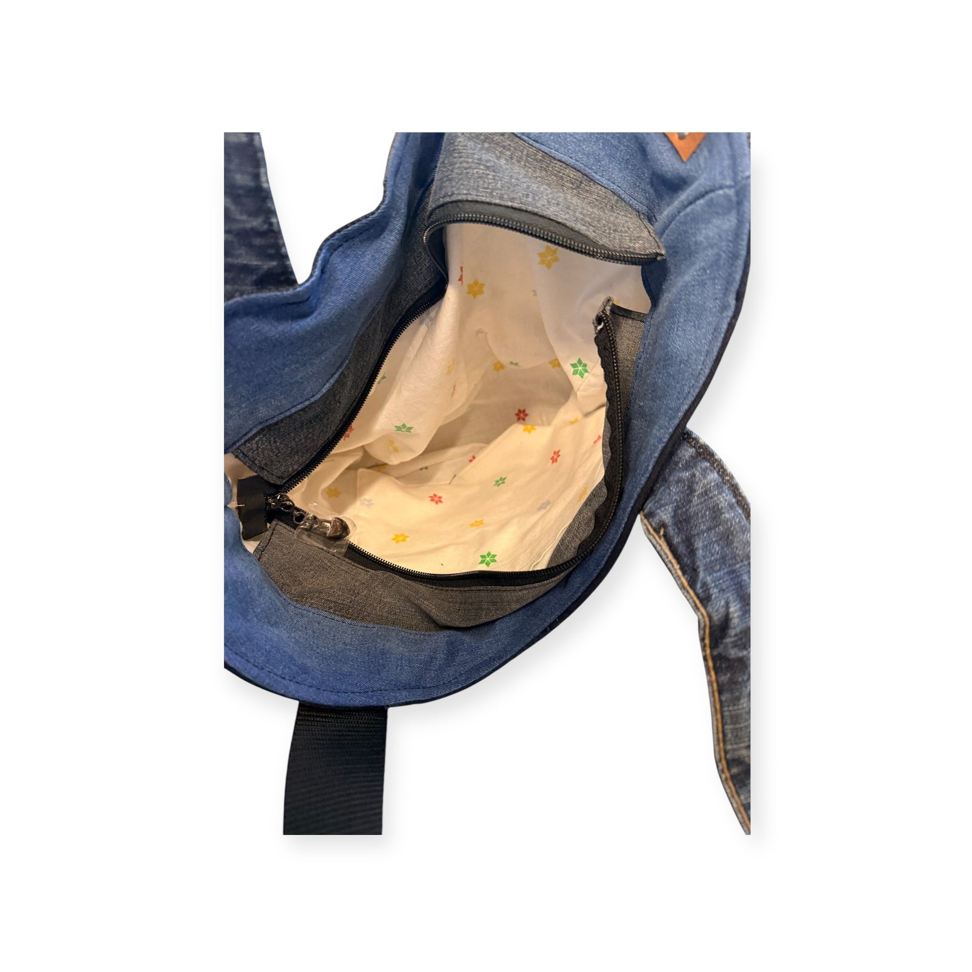 Olkalaukku Farkkuraita - Lahja ja Sisustus Juuttisäkki