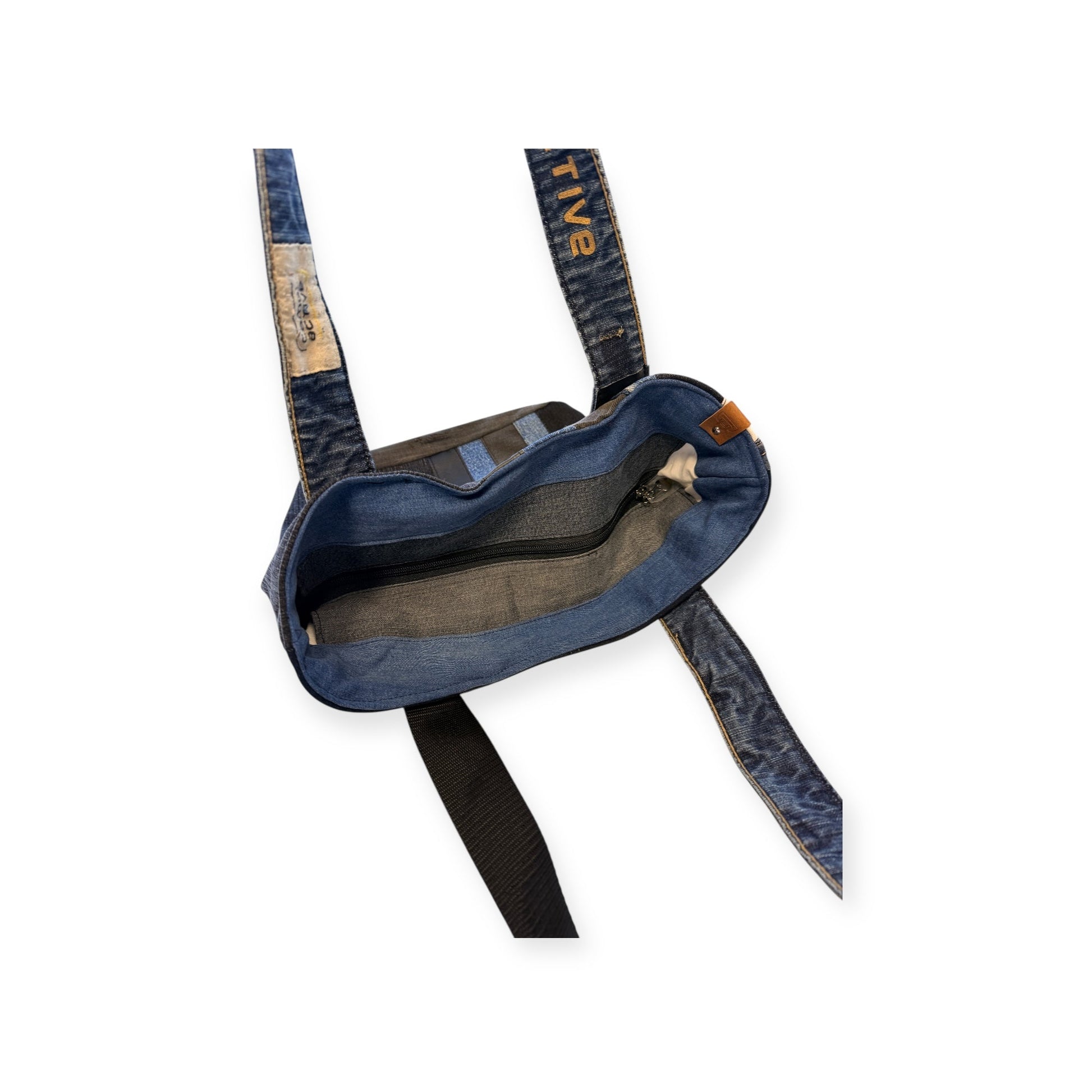 Olkalaukku Farkkuraita - Lahja ja Sisustus Juuttisäkki