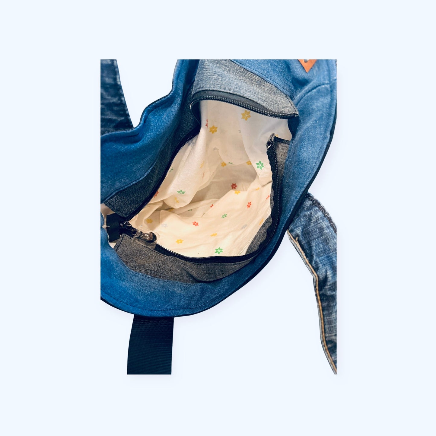 Olkalaukku Farkkuraita - Lahja ja Sisustus Juuttisäkki