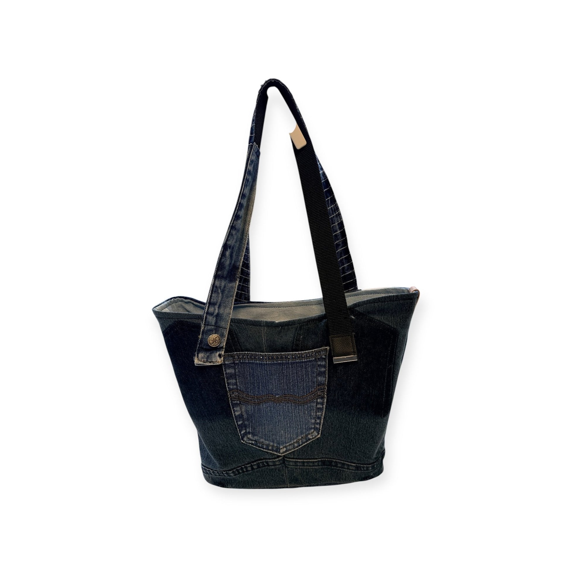 Olkalaukku Farkkuraita - Lahja ja Sisustus Juuttisäkki