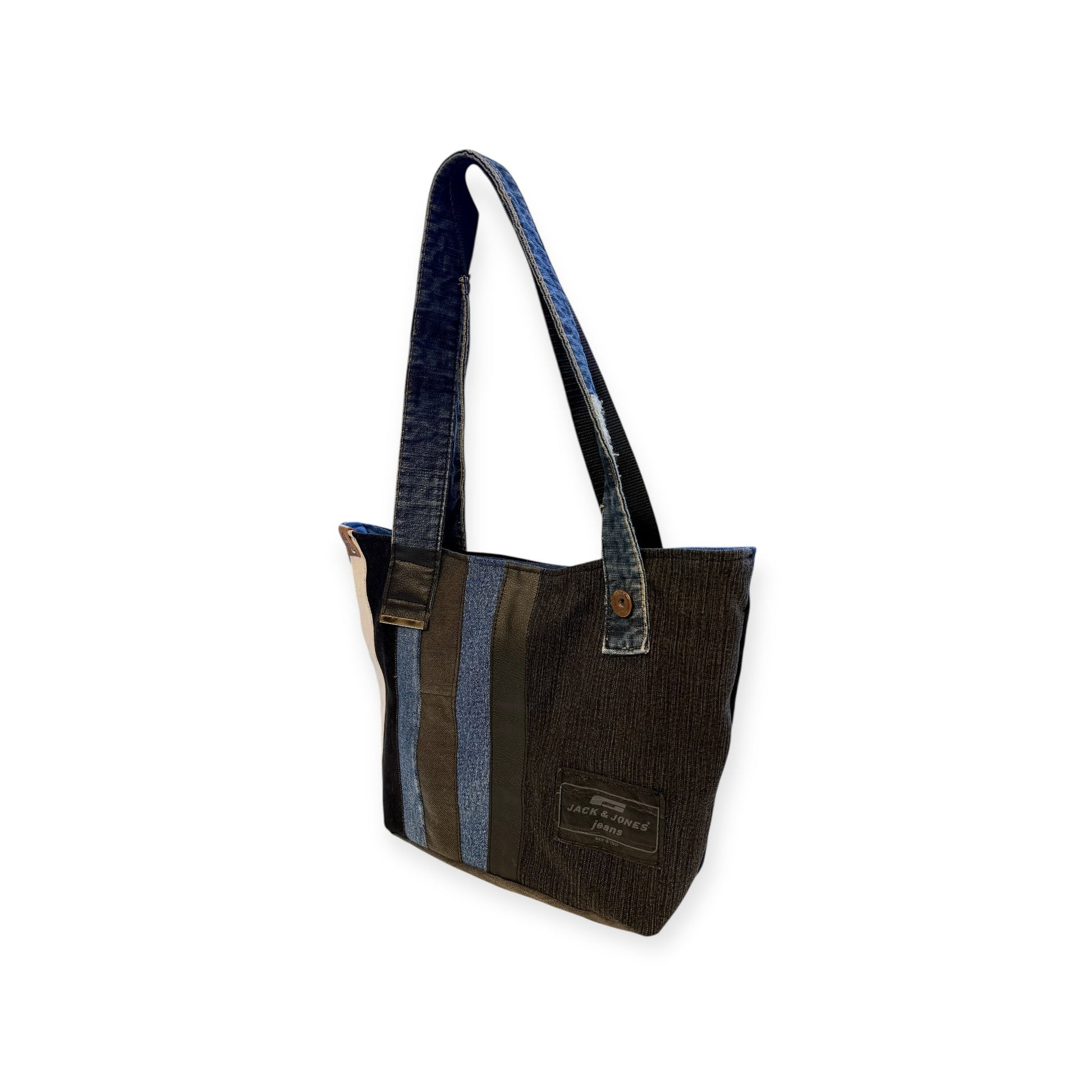 Olkalaukku Farkkuraita - Lahja ja Sisustus Juuttisäkki