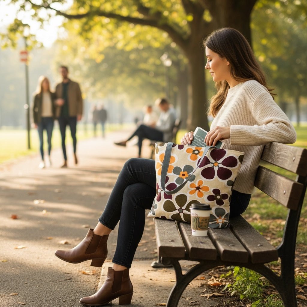 Olkalaukku Kukka - Lahja ja Sisustus Juuttisäkki