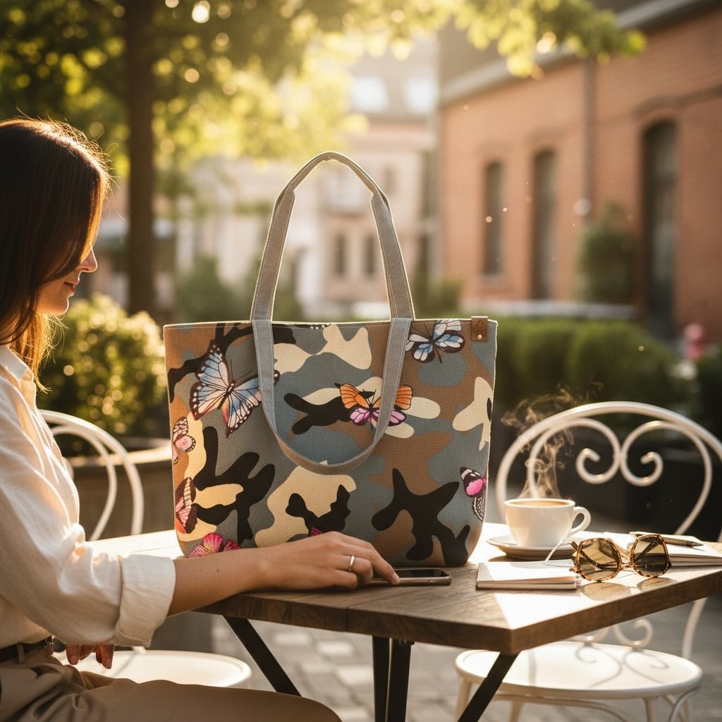 Olkalaukku Perhonen - Lahja ja Sisustus Juuttisäkki