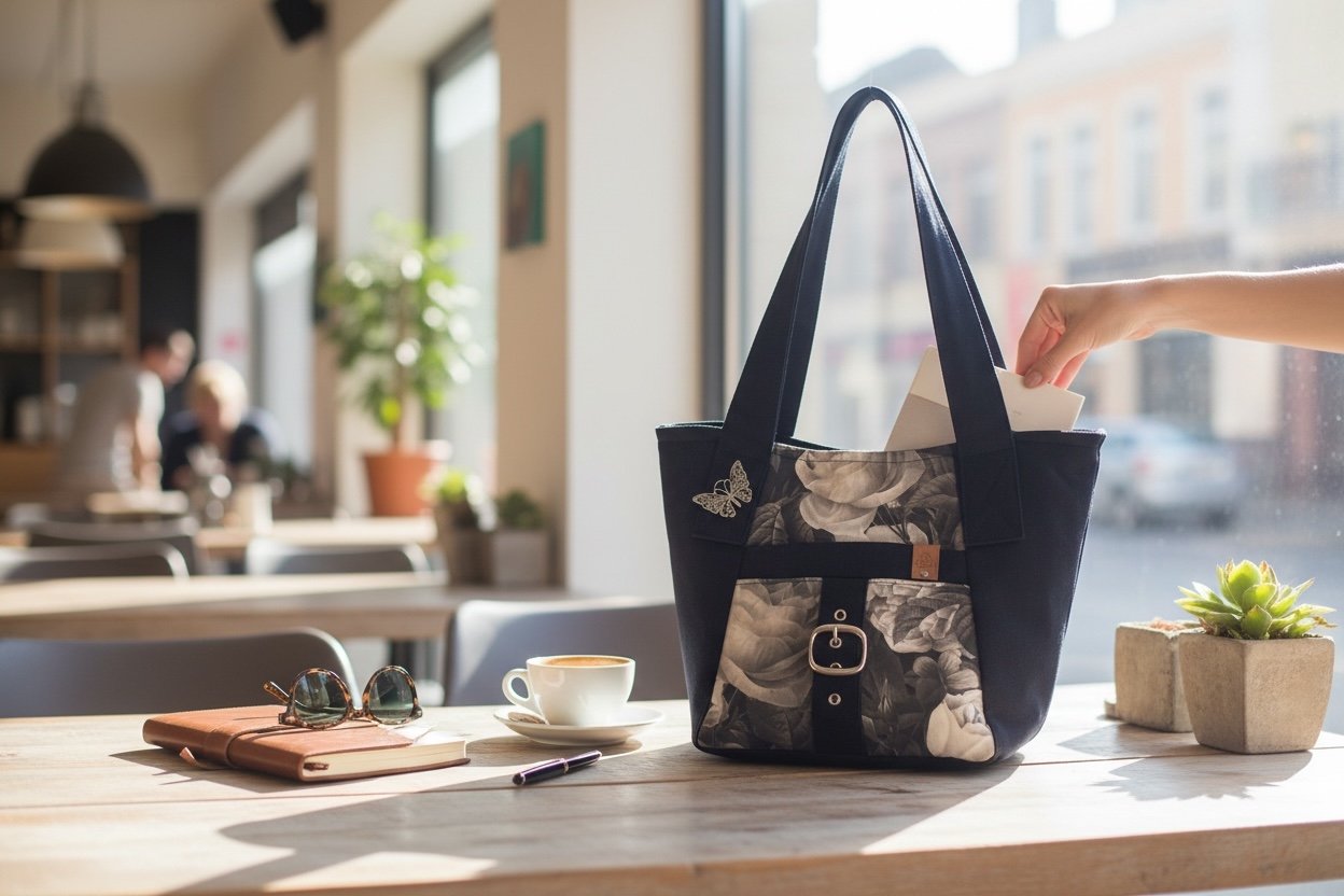 Olkalaukku Valkoruusu - Lahja ja Sisustus Juuttisäkki