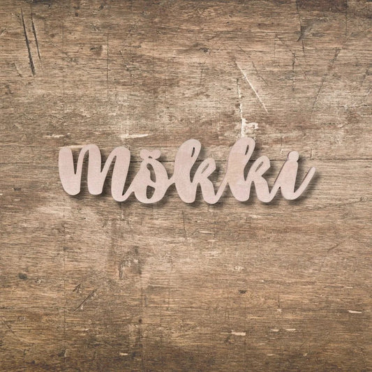 Puinen mökki - kyltti - Lahja ja Sisustus Juuttisäkki