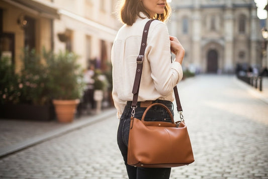 Ruskea nahkainen olkahihna - Lahja ja Sisustus Juuttisäkki