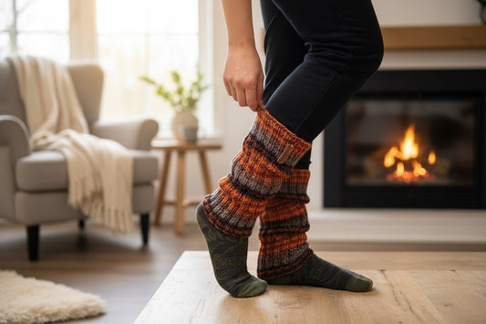 Säärystimet Oranssi - Lahja ja Sisustus Juuttisäkki