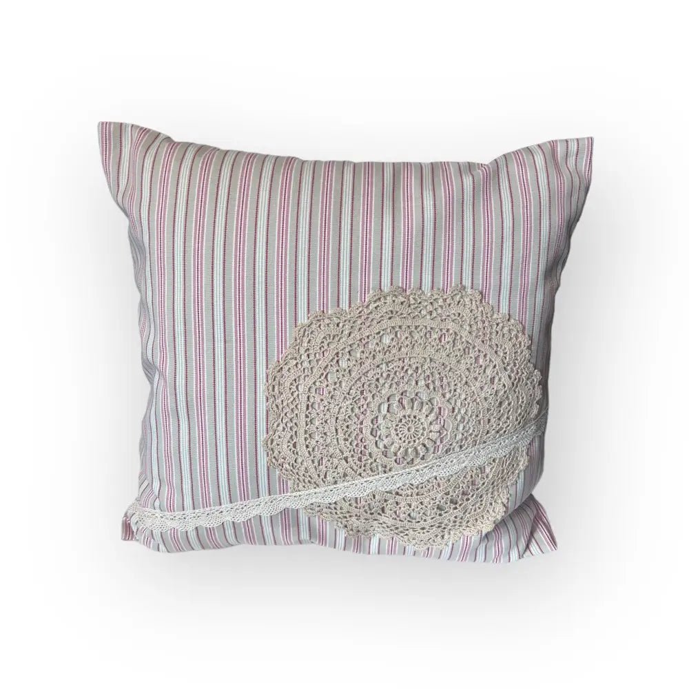 Tyynynpäällinen Roosa raita - Lahja ja Sisustus Juuttisäkki